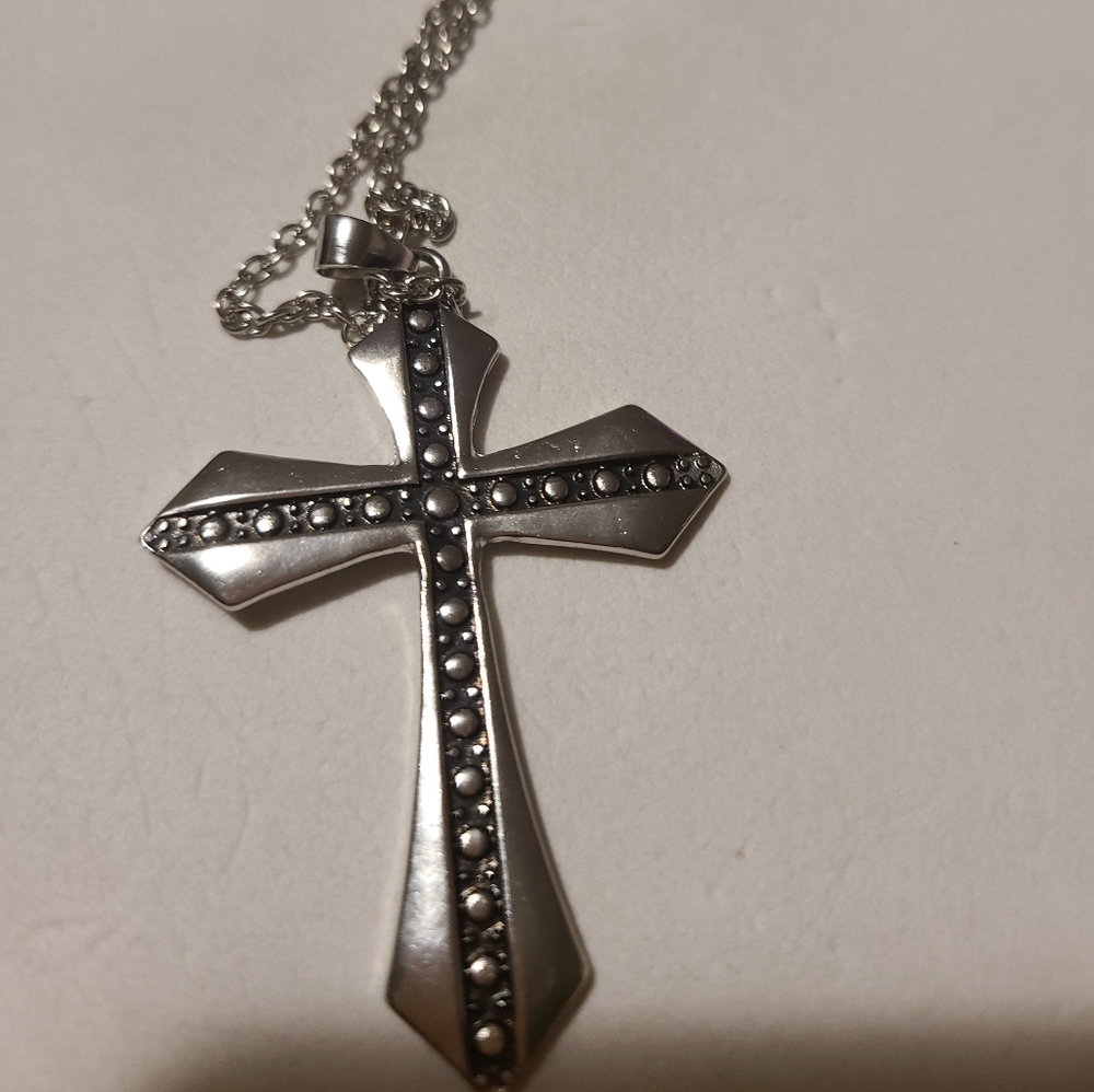 Vintage large Jesus Crucifix Cross Necklace